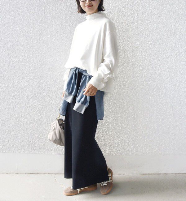 SHIPS for women「【WEB限定】〈手洗い可能〉モックネック 袖 フリル デザイン ミニ 裏毛 プルオーバー」|Tシャツ・カットソー|