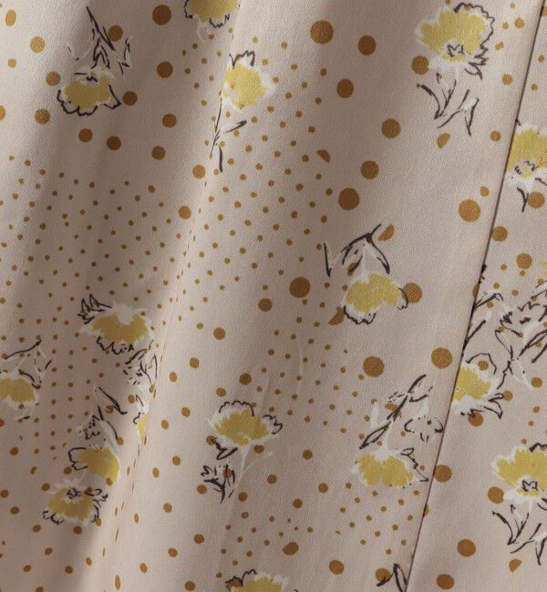 quaranciel「quaranciel: ドット フラワー プリント Iライン ギャザー ワンピース」|ワンピース|