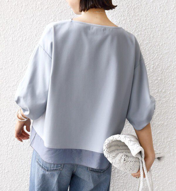 SHIPS for women「〈洗濯機可能〉袖 ツイスト デザイン シアー ドッキング TEE」|Tシャツ・カットソー|