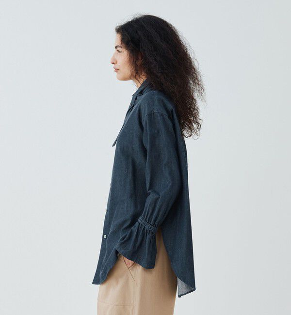 GALERIE VIE「デニムダンガリー ギャザーカフシャツ」|シャツ・ブラウス|
