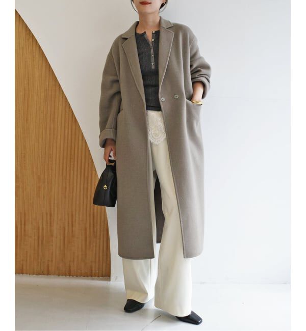 SLOBE IENA「《シリーズあり/追加予約》souple woolダブルフェイスチェスターコート」|チェスターコート|カーキ