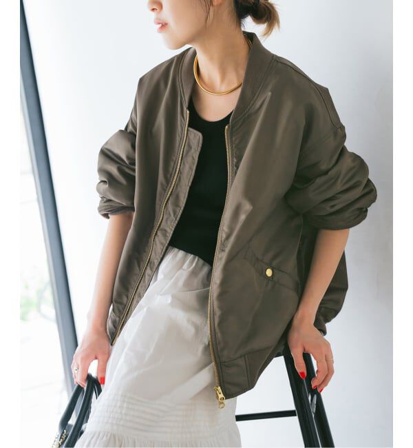 Spick and Span「《追加予約》ナイロンダブルジップブルゾン」|その他|カーキ