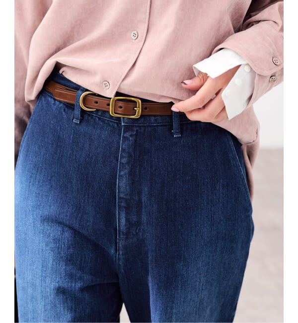 FRAMeWORK「TORY LEATHER/トリーレザー 3/4WIDE PLAIN CREASED BELT」|ベルト|キャメル