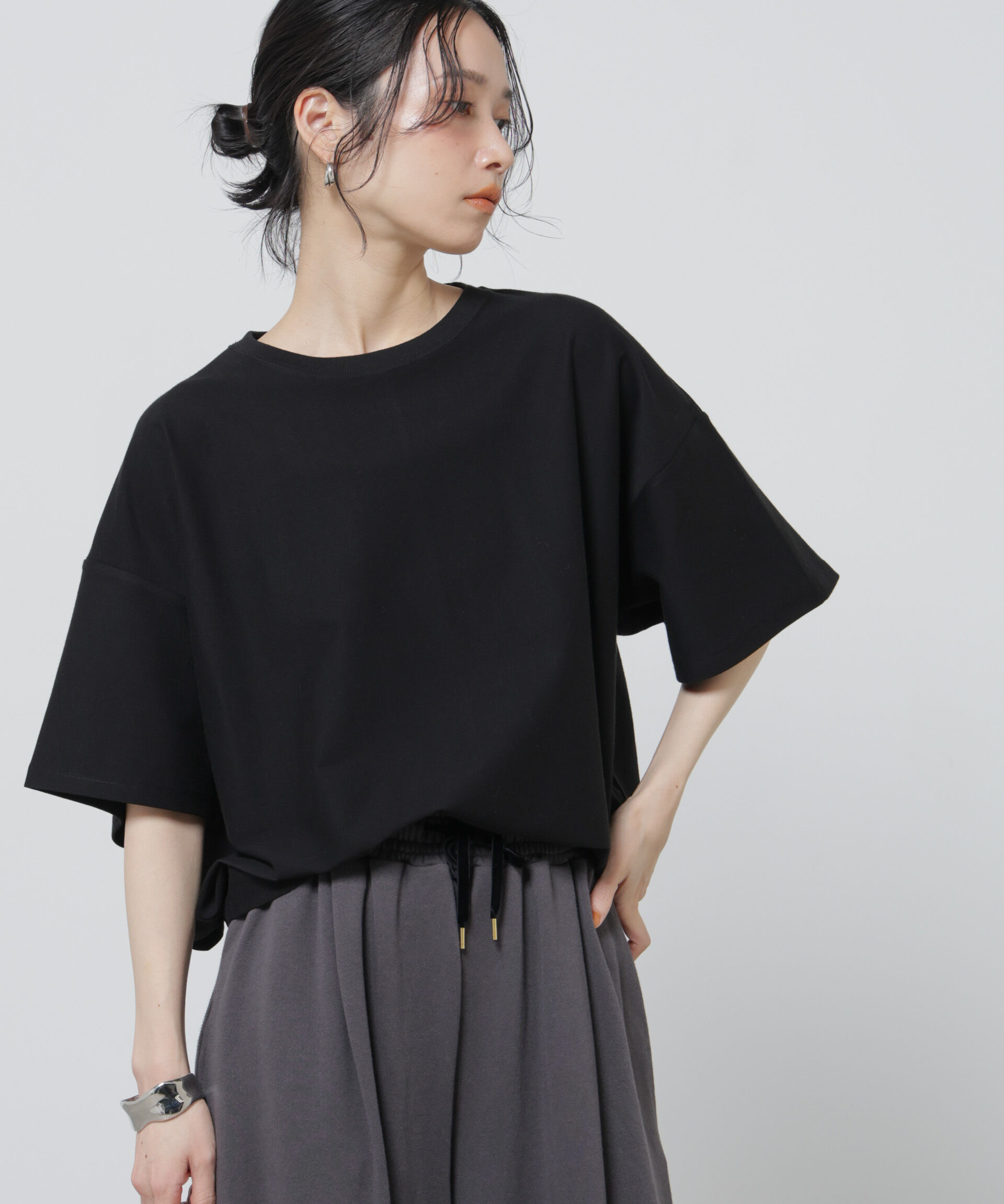 NANO universe「「Meaningful Continuity」coveross(R)ツイル調冷感プレーティング天竺Tシャツ」|Tシャツ・カットソー|