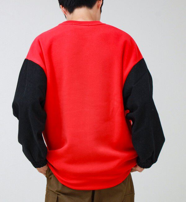 GLOSTER「【MICKEY/ミッキー】裏起毛クルーネックトレーナー 袖デニム」|スウェット・ジャージ|