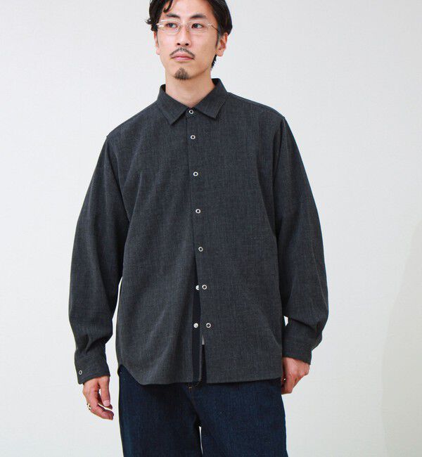 GLOSTER「【セットアップ対応】TRメランジ スナップボタンシャツ」|シャツ・ブラウス|チャコールグレー