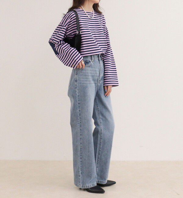 fredy emue「ボーダーハートパッチプルオーバーカットソー」|Tシャツ・カットソー|