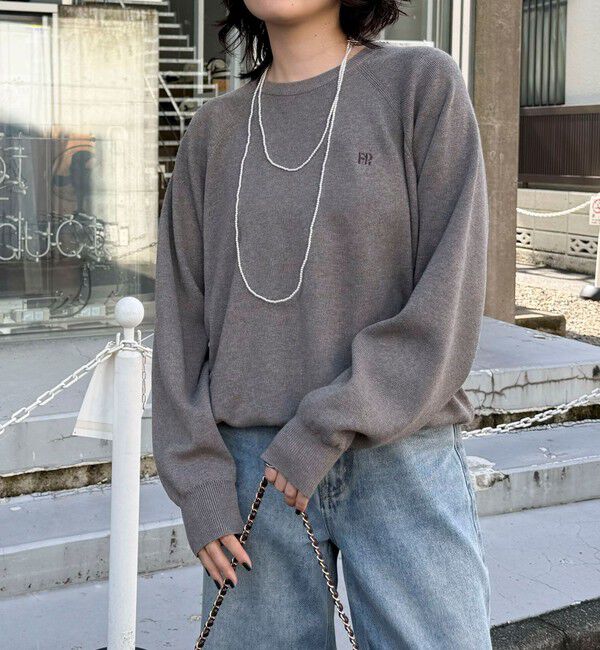 fredy emue「FR刺しゅうドロストスウェットニット」|ニット・セーター|