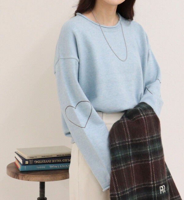 fredy emue「《WEB限定》ハートステッチニットプルオーバー」|ニット・セーター|サックス