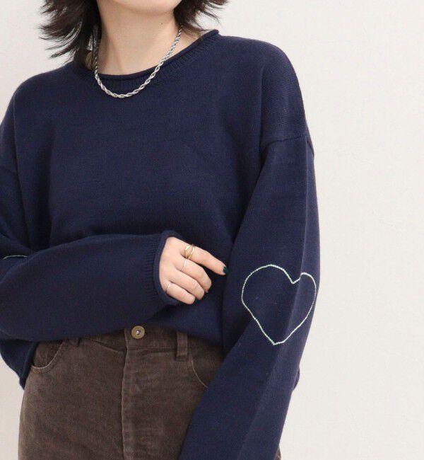 fredy emue「《WEB限定》ハートステッチニットプルオーバー」|ニット・セーター|ネイビー