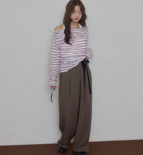  「折り返しオフショルロンT」|Tシャツ・カットソー|