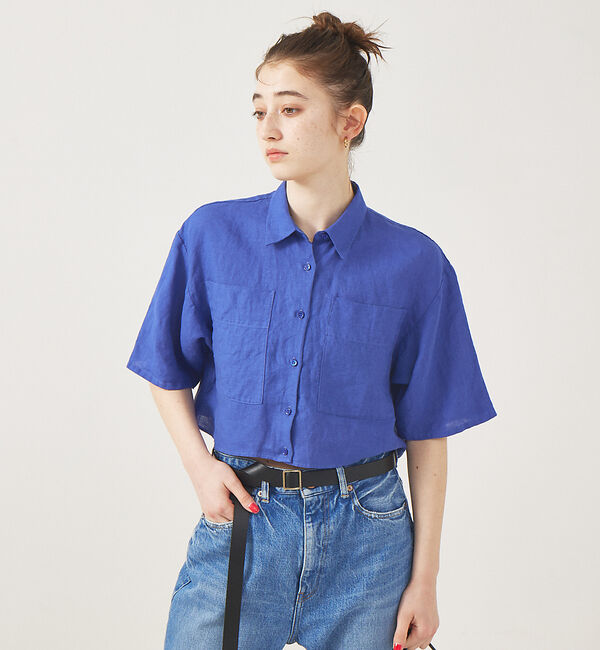 Rouge vif「【セットアップ対応】麻製品染ショートシャツ」|シャツ・ブラウス|