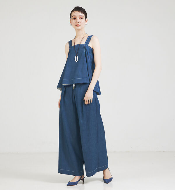 qualite「【セットップ対応】リヨセルデニムベアトップ」|Tシャツ・カットソー|