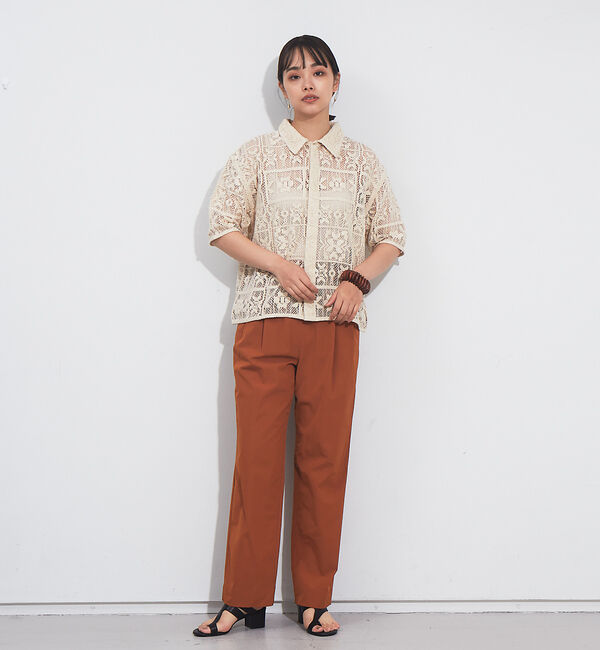 NOMINE「後ろゴムハイウエストタックパンツ」|スラックス|