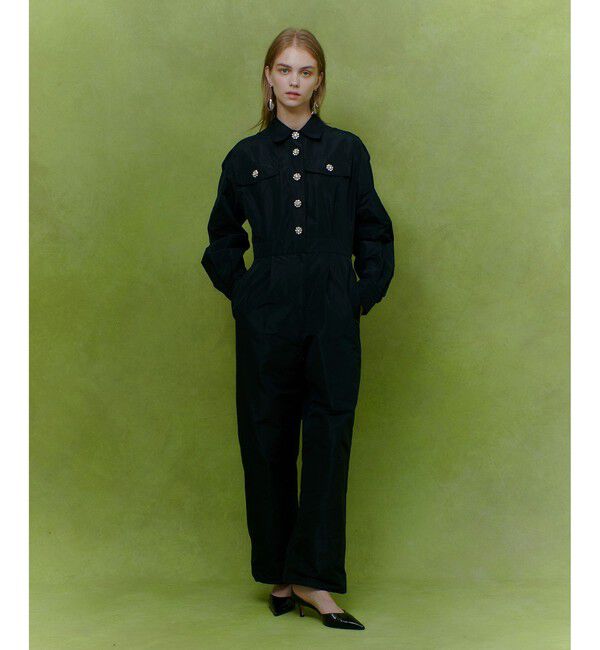 LOULOU WILLOUGHBY「【LOULOU WILLOUGHBY】タフタビジュー釦オールインワン」|オールインワン|