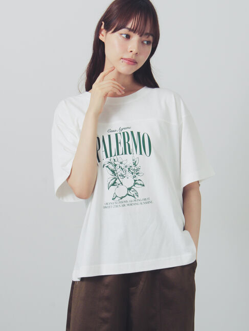 Samansa Mos2「【接触冷感】切り替えプリントTシャツ」|Tシャツ・カットソー|