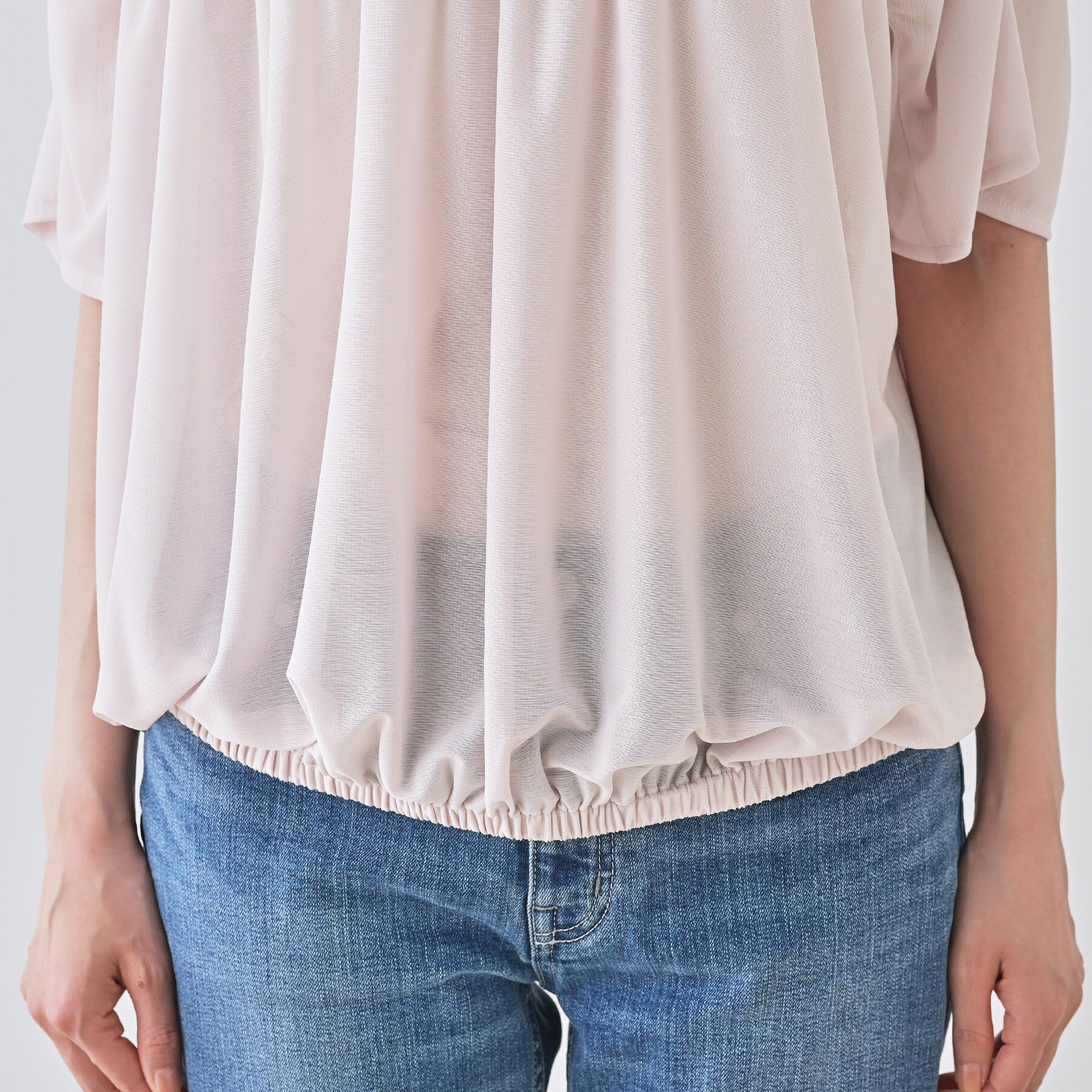INDIVI「【洗える／体型カバー】シャーリングシアートップス」|Tシャツ・カットソー|