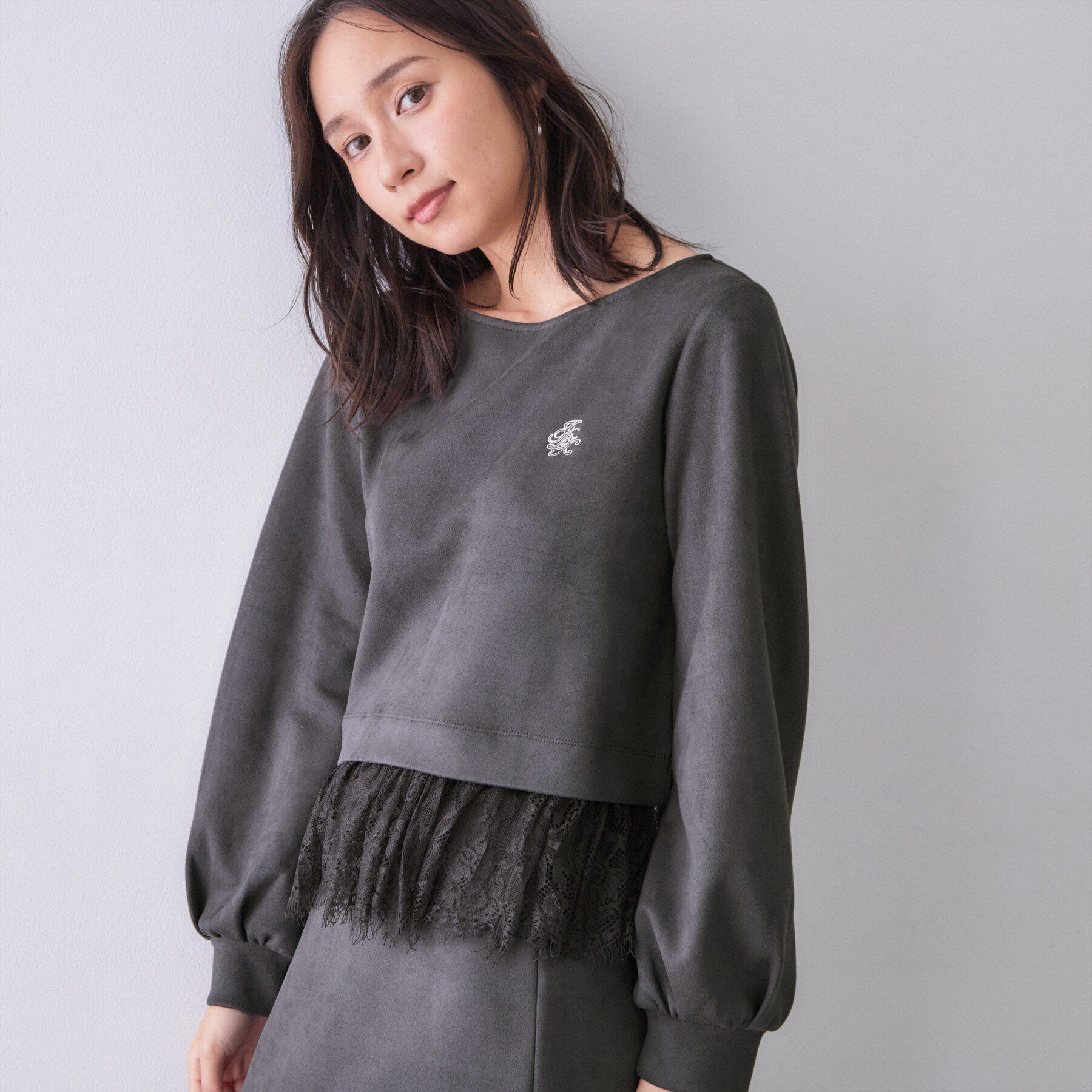 index「スウェード裾レーストップス【洗濯機OK】」|Tシャツ・カットソー|