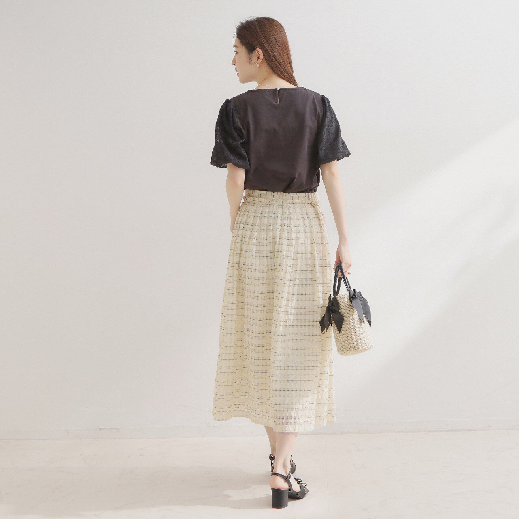 Couture broach「【洗える】シアーチェックスカート」|スカート|