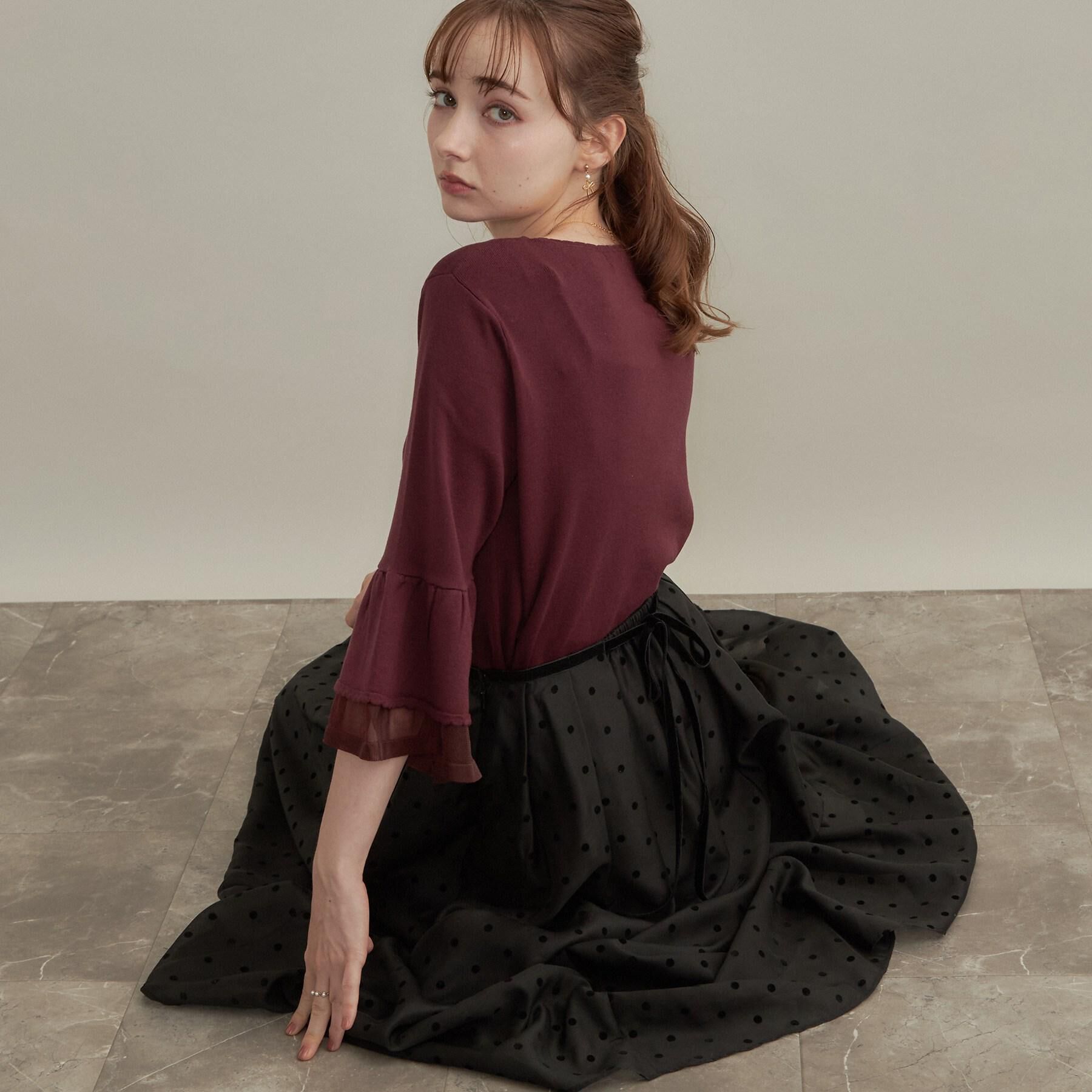 Couture broach「【セットアップ可・着映えて上品】フロッキードットスカート」|スカート|