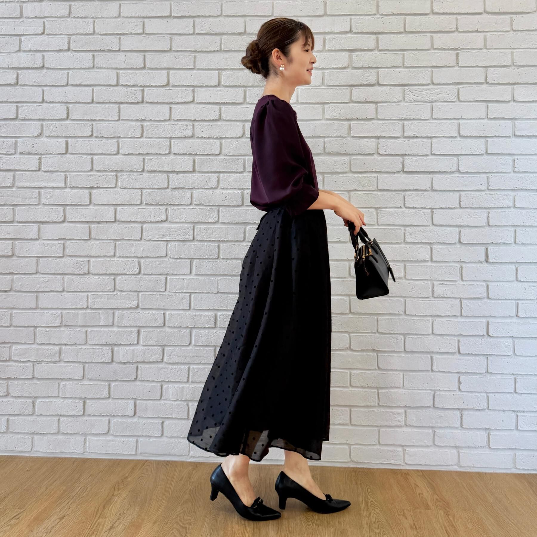 Couture broach「【セットアップ可・着映えて上品】フロッキードットスカート」|スカート|