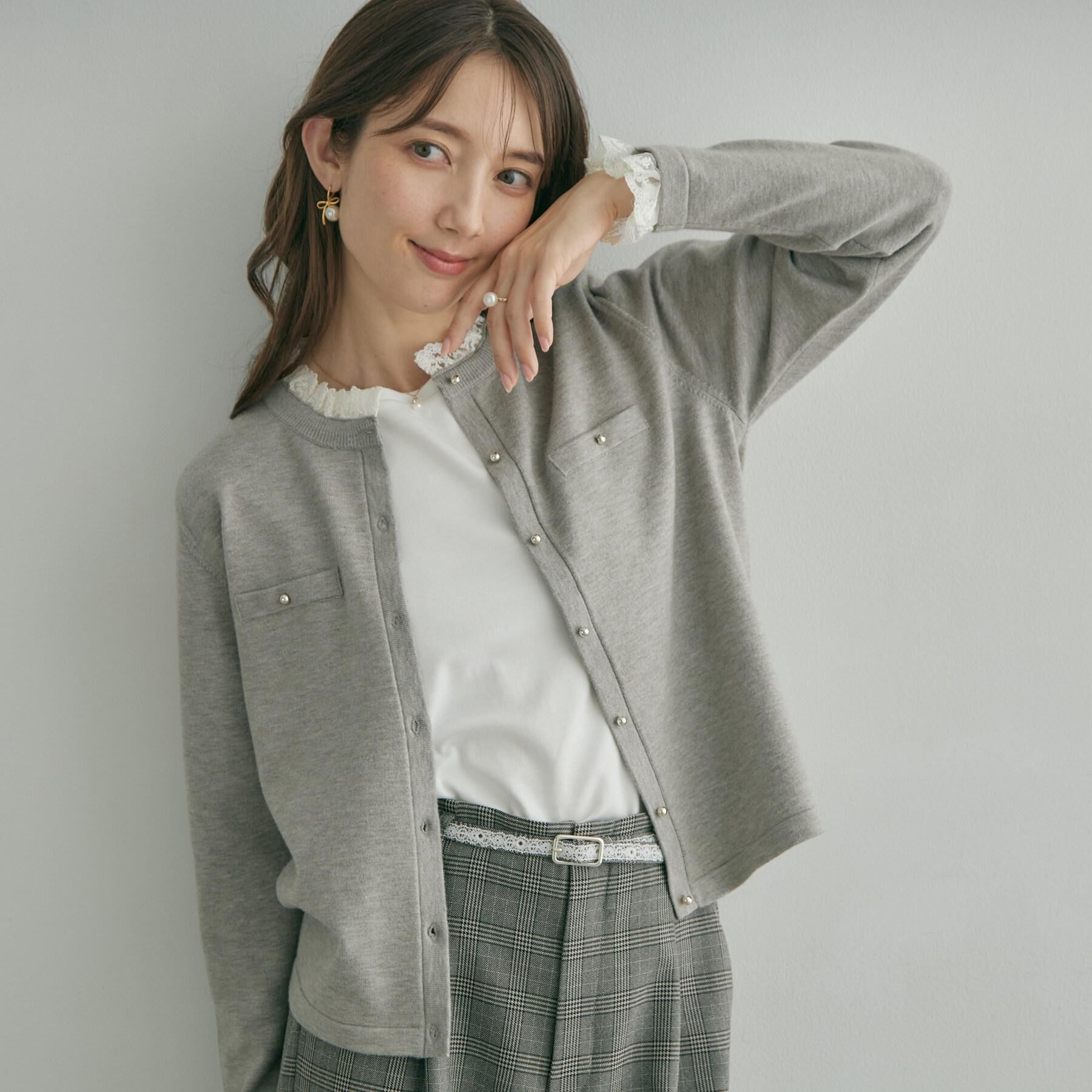Couture broach「【一枚で華やぐ】レースフリル カーディガン」|カーディガン|