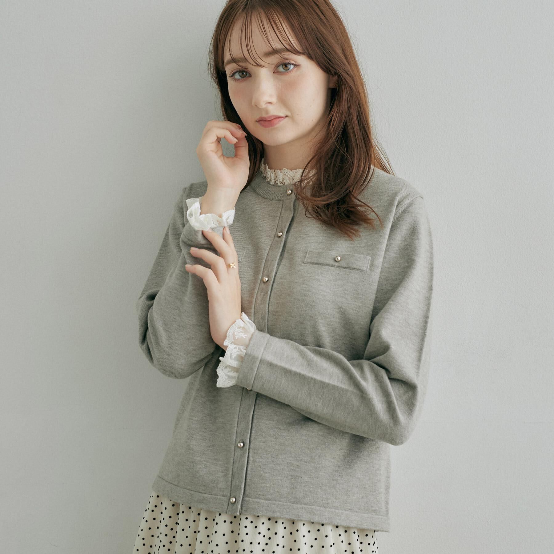 Couture broach「【一枚で華やぐ】レースフリル カーディガン」|カーディガン|
