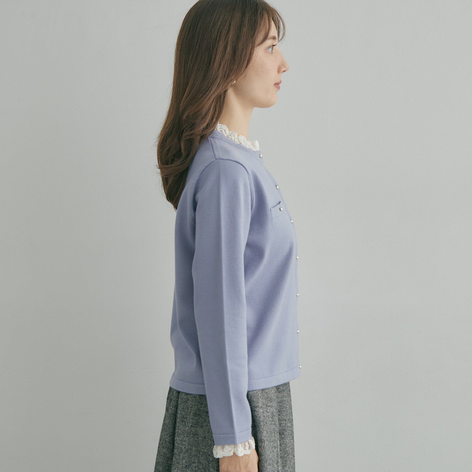 Couture broach「【一枚で華やぐ】レースフリル カーディガン」|カーディガン|