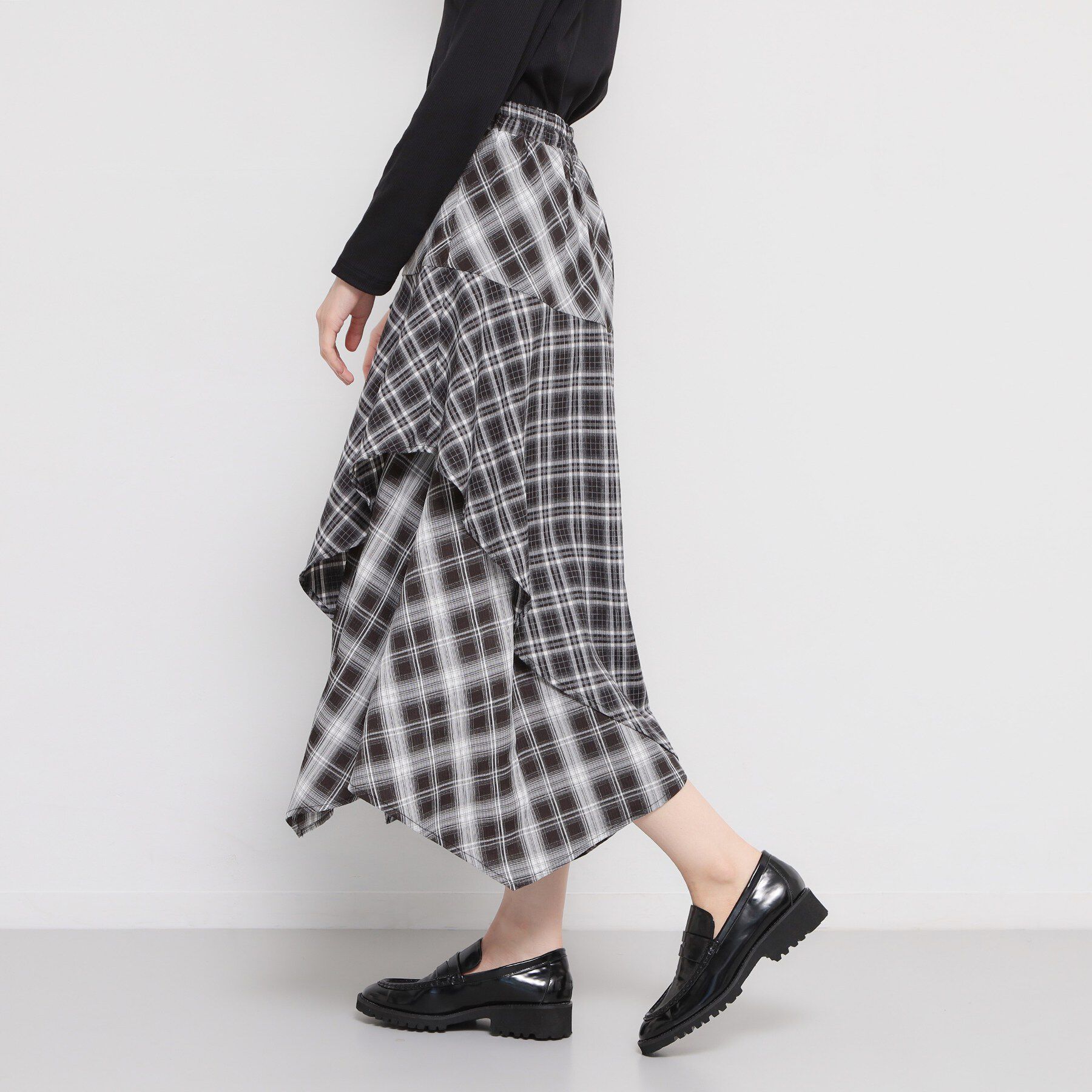 THE SHOP TK「チェック柄アシンメトリースカート」|スカート|