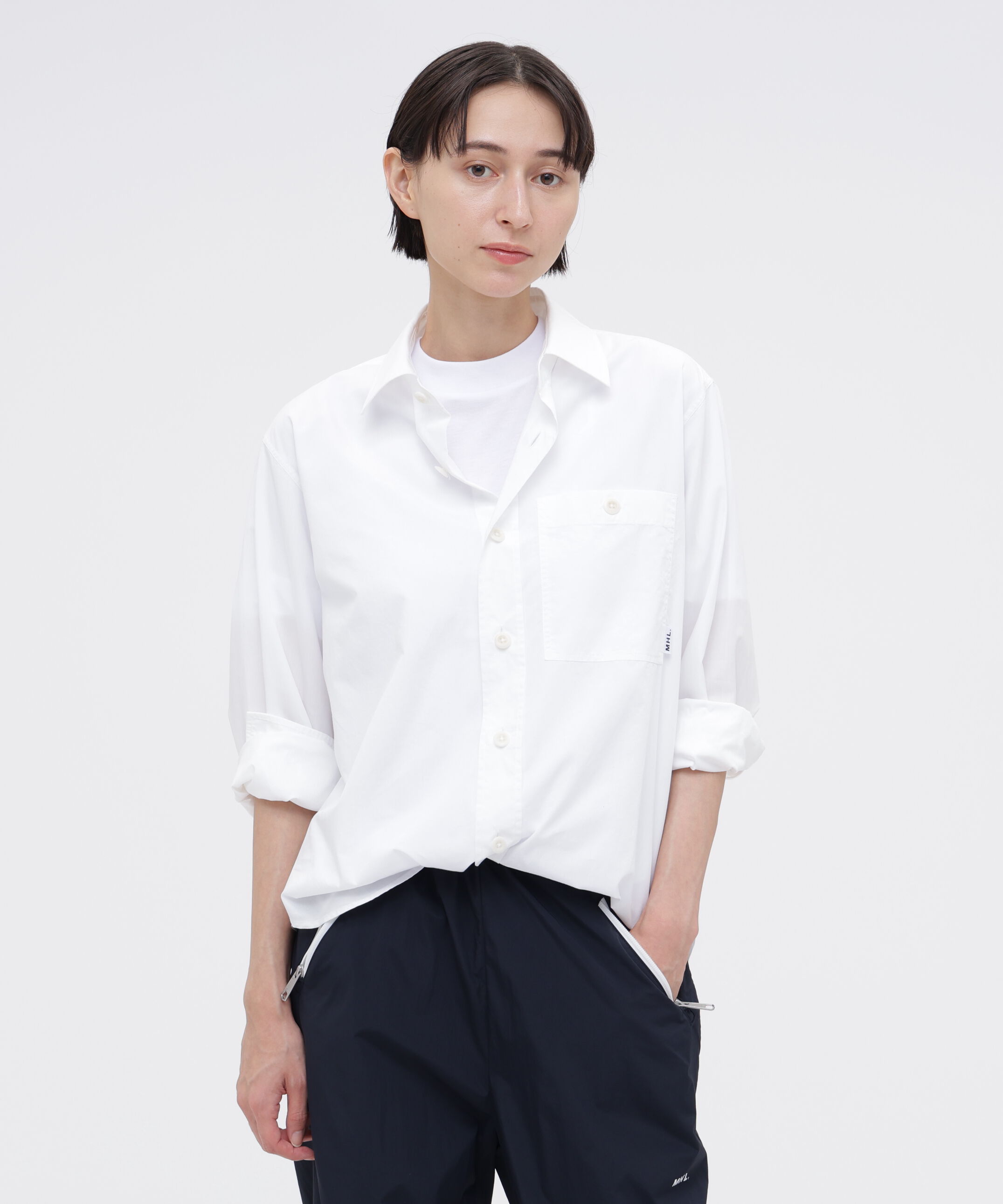 MHL.「MHL. UTILITY WEAR PIECE DYED COTTON POPLIN SHIRT」|シャツ・ブラウス|WHITE