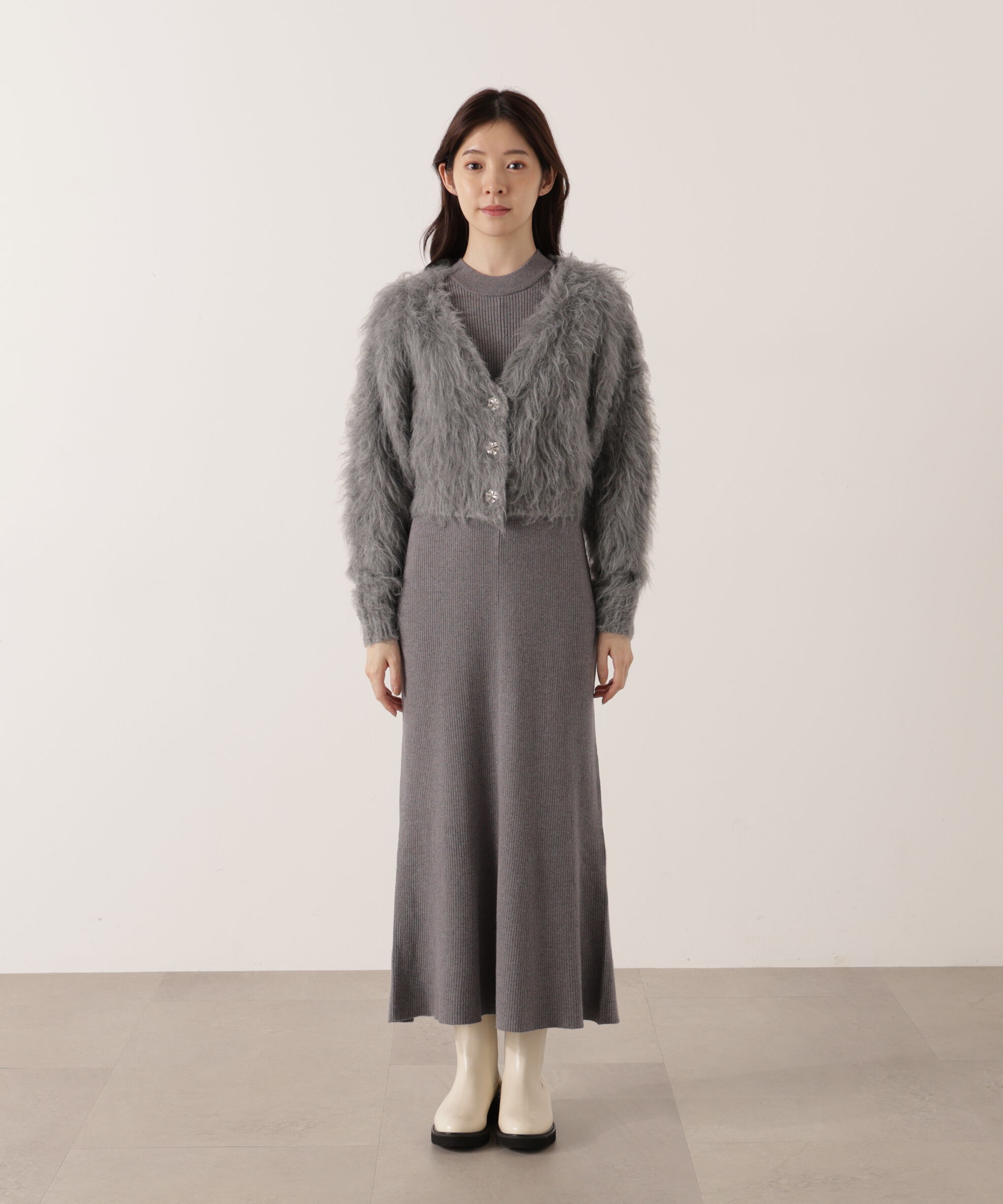 PROPORTION BODY DRESSING「シャギーカーデニットセットアップ 25AW」|ワンピース|