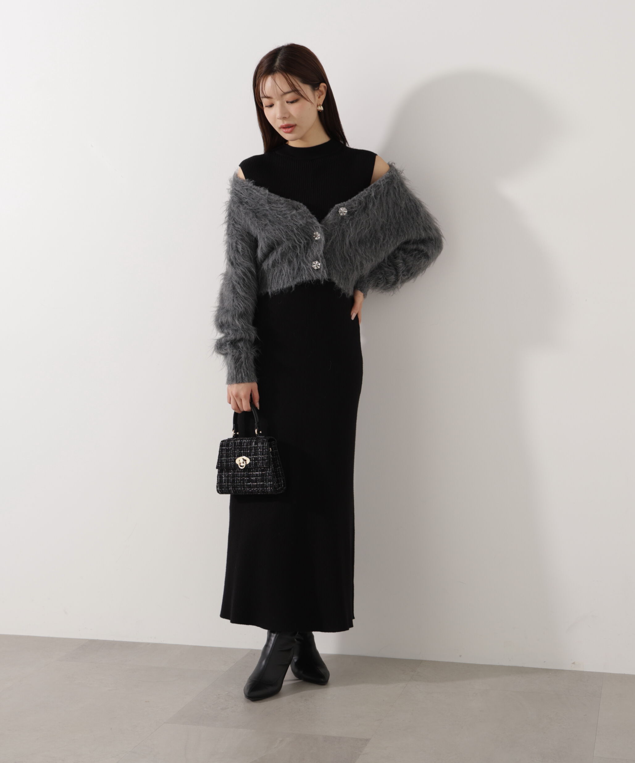 PROPORTION BODY DRESSING「シャギーカーデニットセットアップ 25AW」|ワンピース|