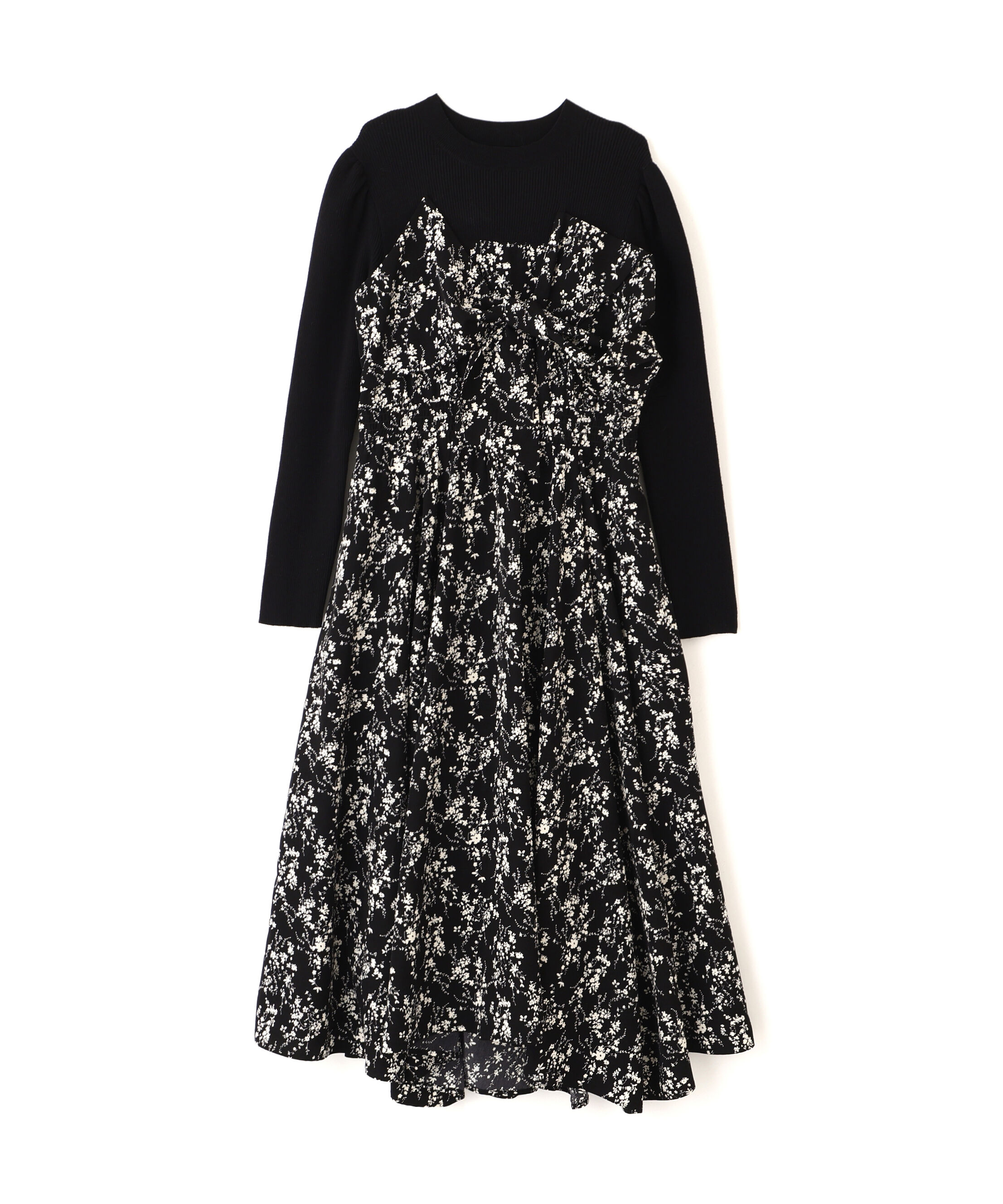 PROPORTION BODY DRESSING「フロントリボン花柄ドッキングワンピース　26SS」|ワンピース|