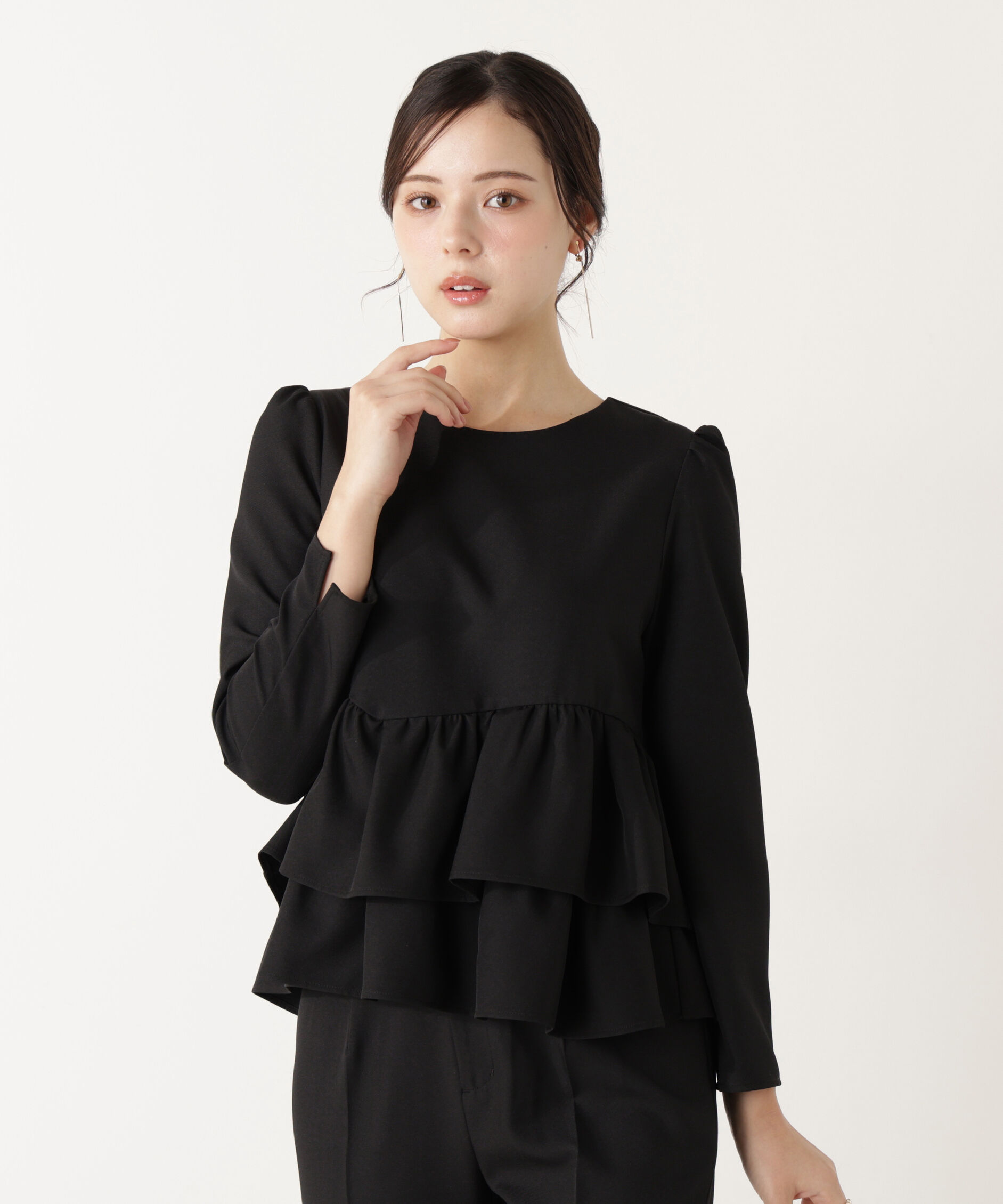 PROPORTION BODY DRESSING「＜ウォッシャブル＞ランダムヘムペプラムブラウス」|シャツ・ブラウス|
