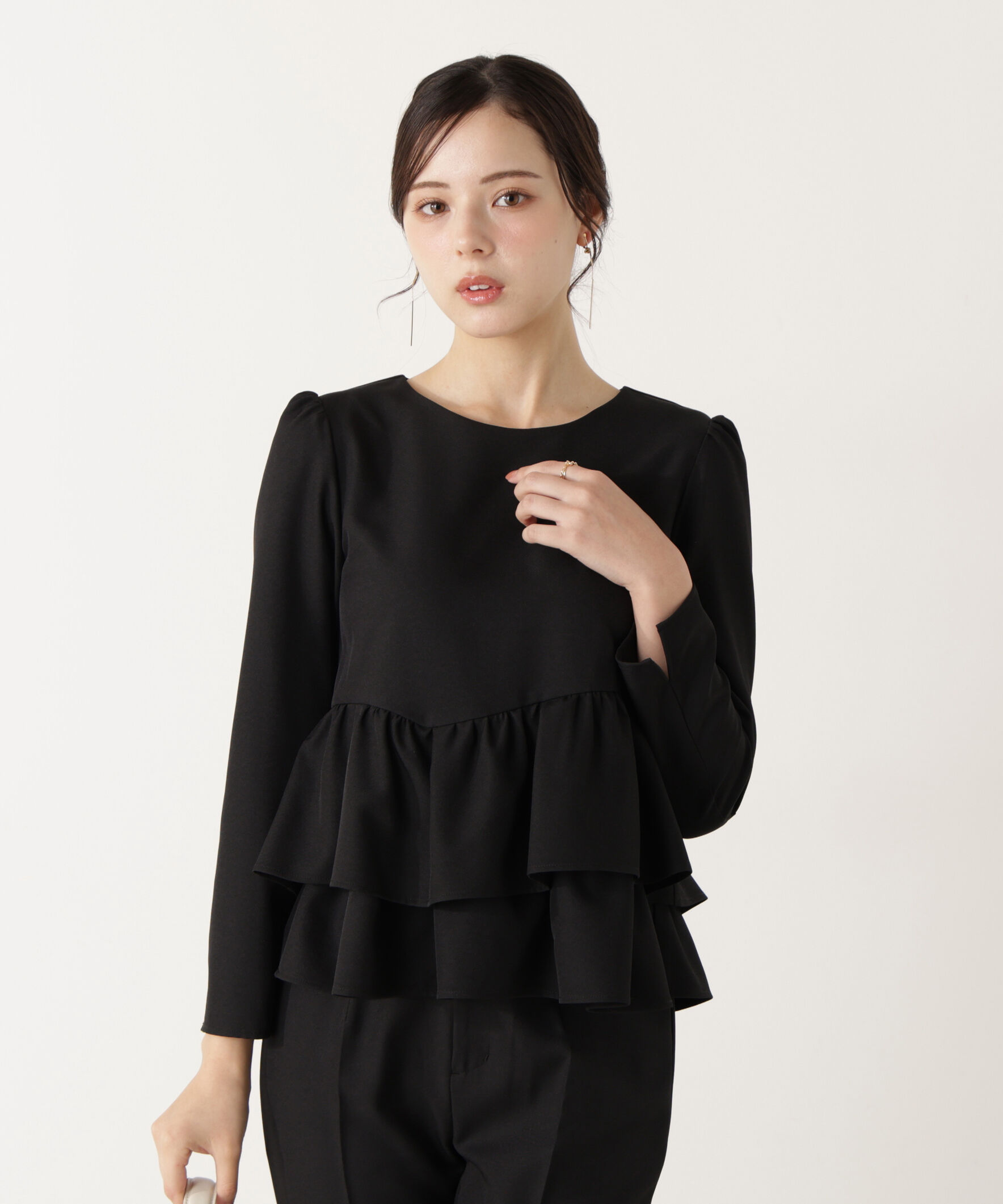 PROPORTION BODY DRESSING「＜ウォッシャブル＞ランダムヘムペプラムブラウス」|シャツ・ブラウス|