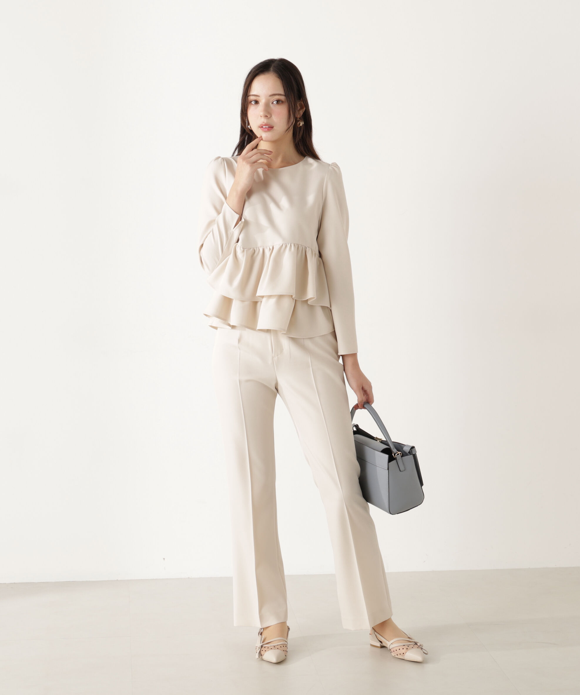 PROPORTION BODY DRESSING「＜ウォッシャブル＞ランダムヘムペプラムブラウス」|シャツ・ブラウス|