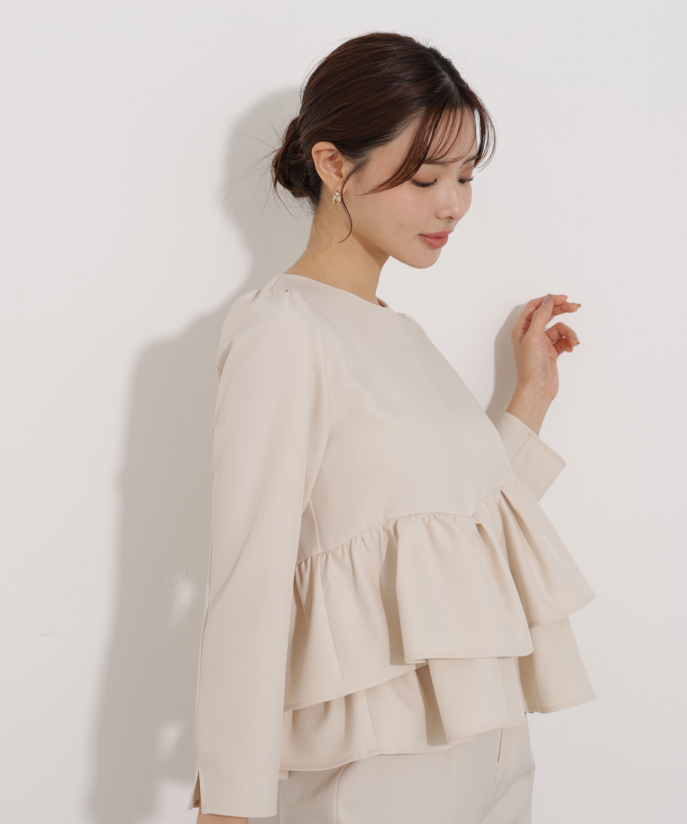 PROPORTION BODY DRESSING「＜ウォッシャブル＞ランダムヘムペプラムブラウス」|シャツ・ブラウス|