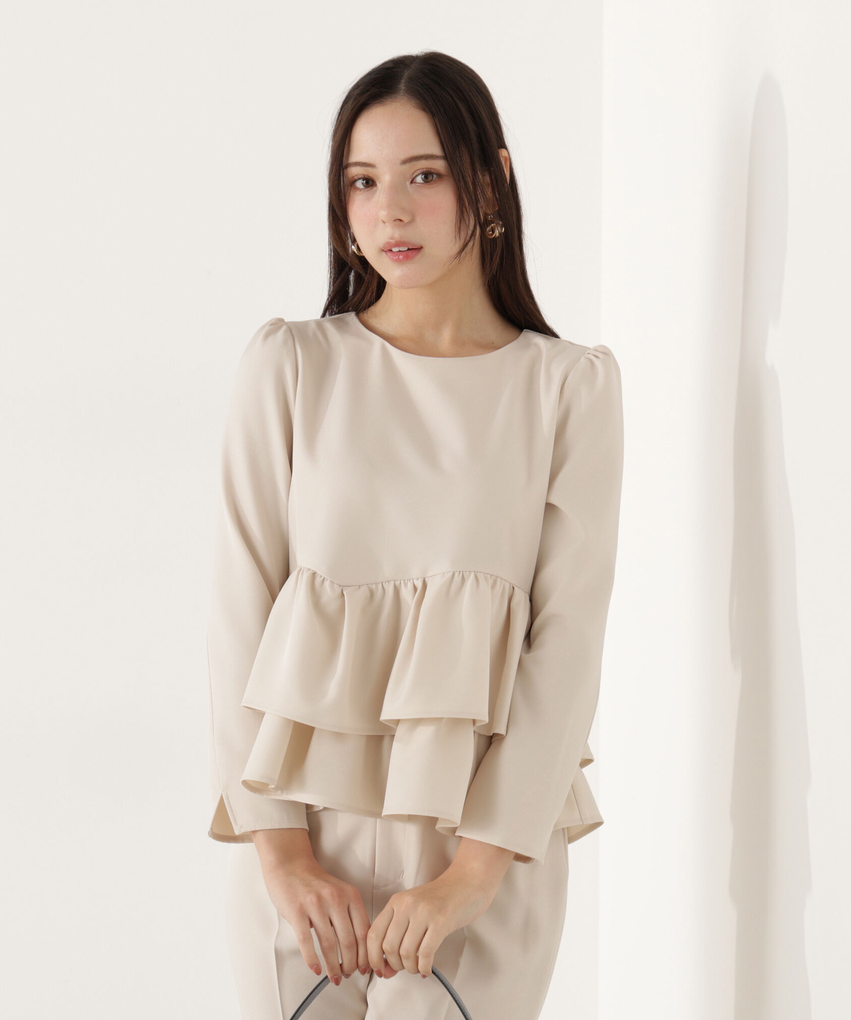 PROPORTION BODY DRESSING「＜ウォッシャブル＞ランダムヘムペプラムブラウス」|シャツ・ブラウス|