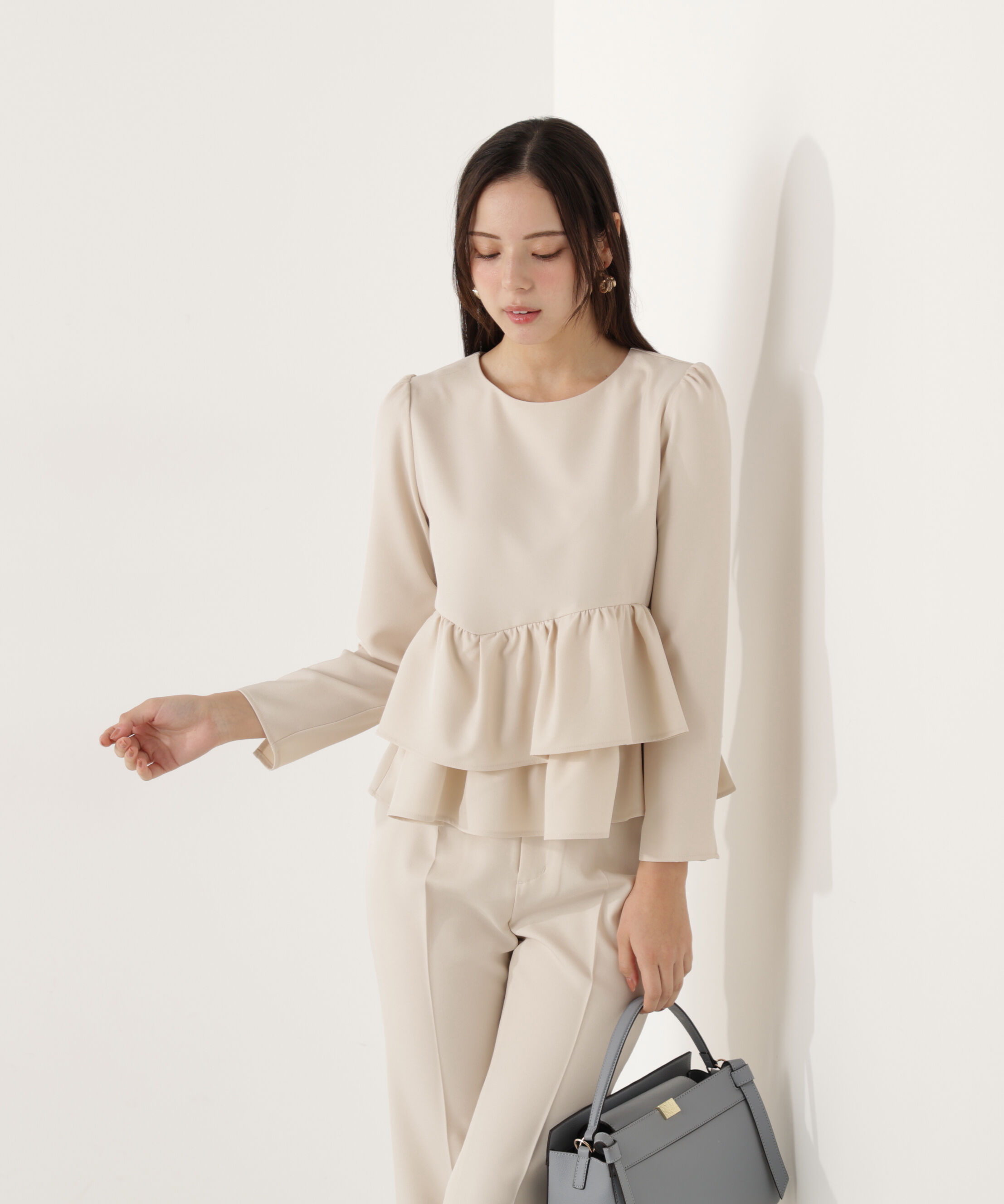 PROPORTION BODY DRESSING「＜ウォッシャブル＞ランダムヘムペプラムブラウス」|シャツ・ブラウス|