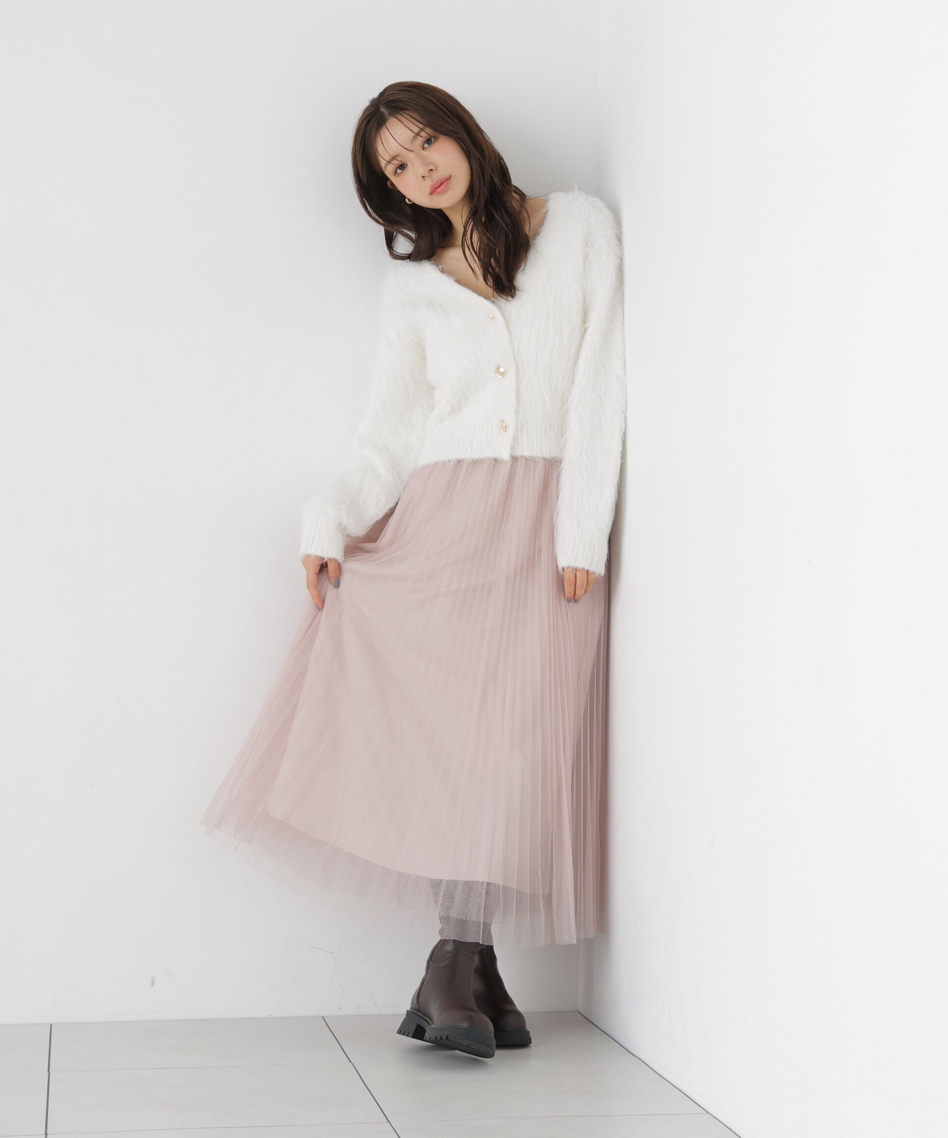 PROPORTION BODY DRESSING「《EDIT COLOGNE》ラメプリーツスカート26SS」|スカート|ピンク