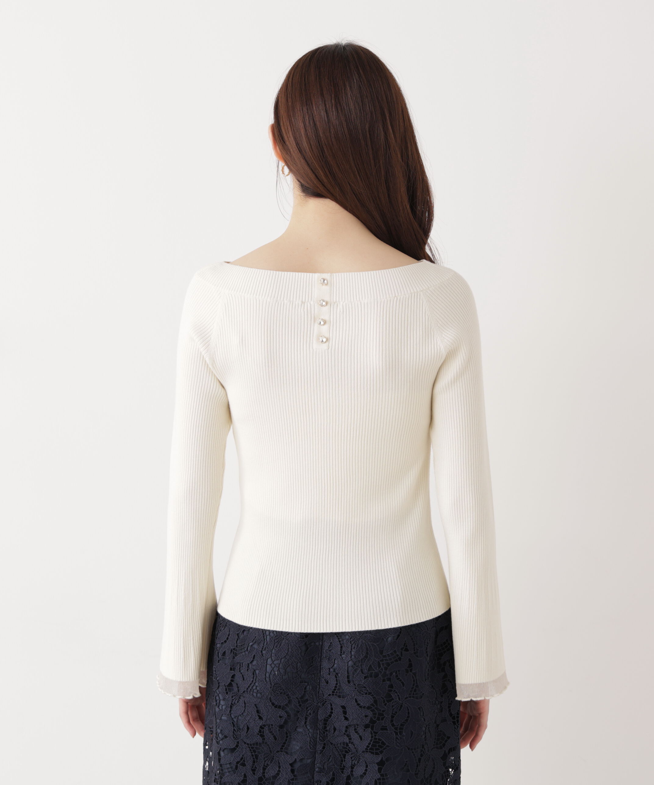 PROPORTION BODY DRESSING「シアー切り替えボートネックニット　26SS」|ニット・セーター|