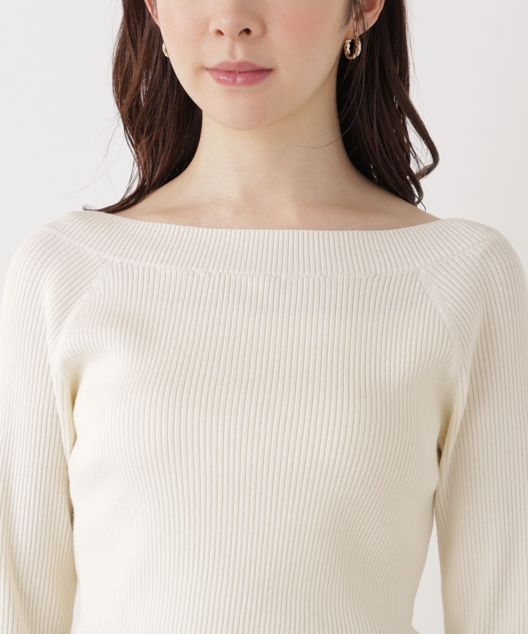 PROPORTION BODY DRESSING「シアー切り替えボートネックニット　26SS」|ニット・セーター|