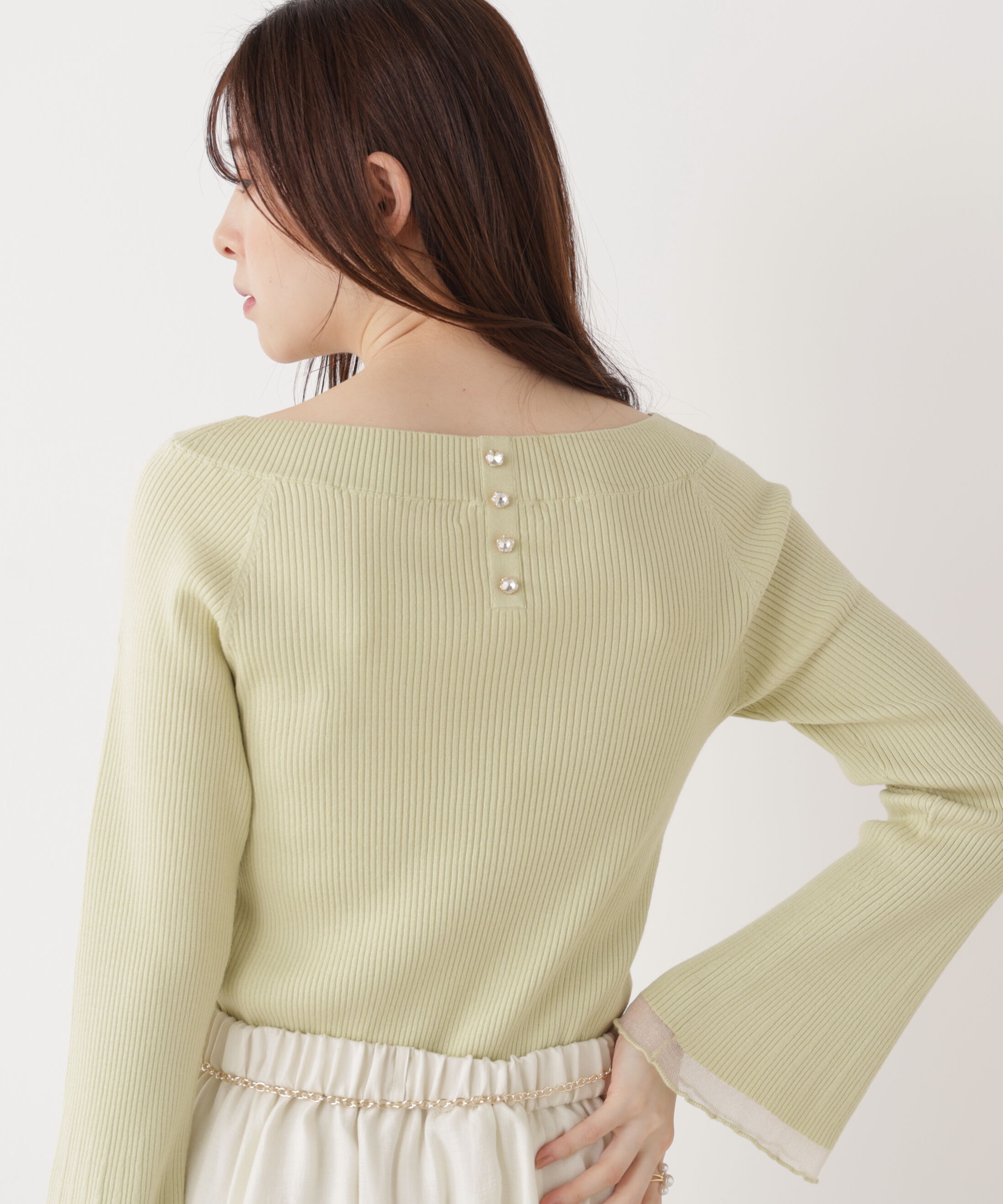 PROPORTION BODY DRESSING「シアー切り替えボートネックニット　26SS」|ニット・セーター|