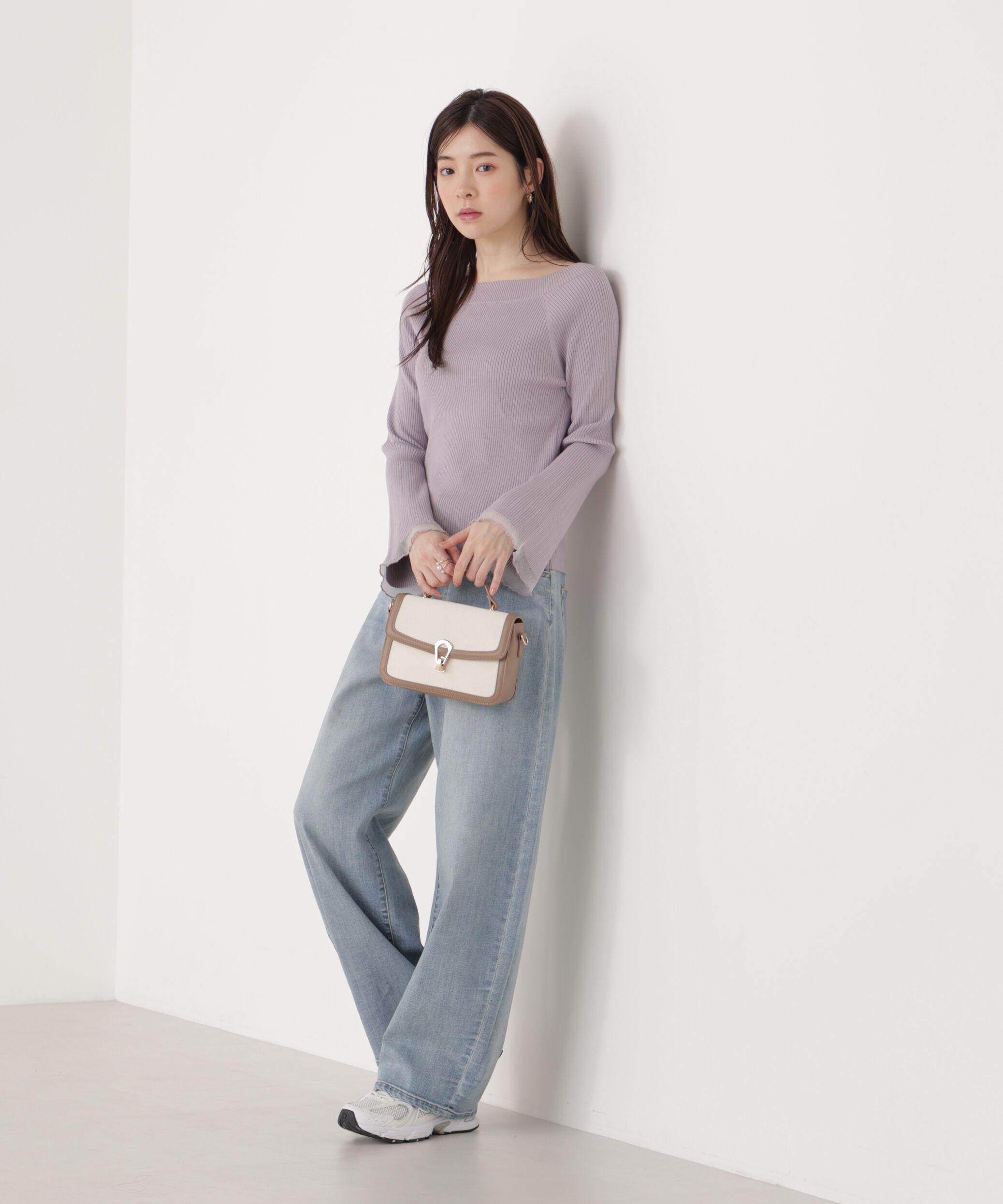 PROPORTION BODY DRESSING「シアー切り替えボートネックニット　26SS」|ニット・セーター|