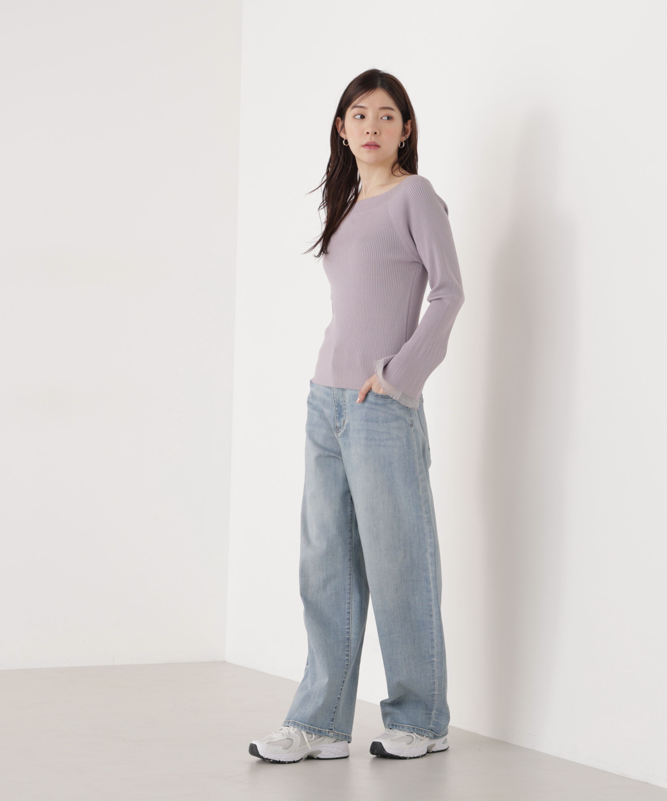 PROPORTION BODY DRESSING「シアー切り替えボートネックニット　26SS」|ニット・セーター|