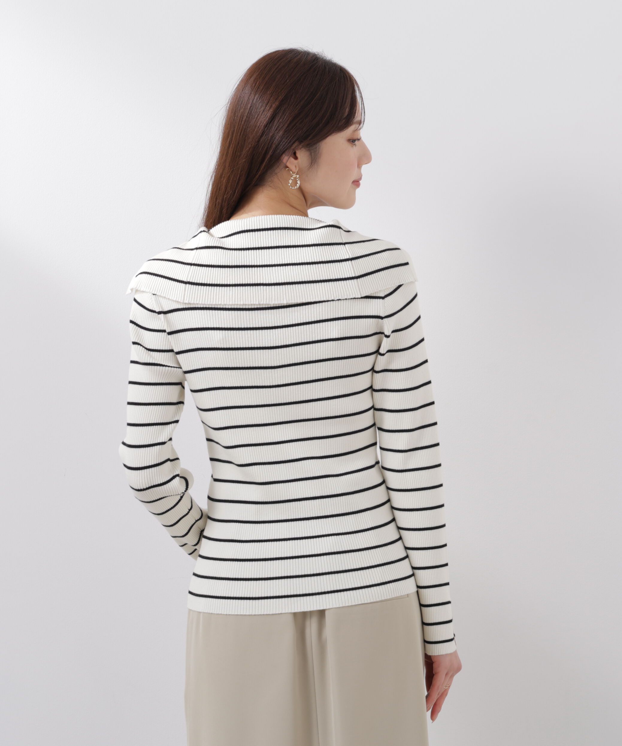 PROPORTION BODY DRESSING「〈a/mie〉ビッグカラーリブニット　　26SS」|カーディガン|