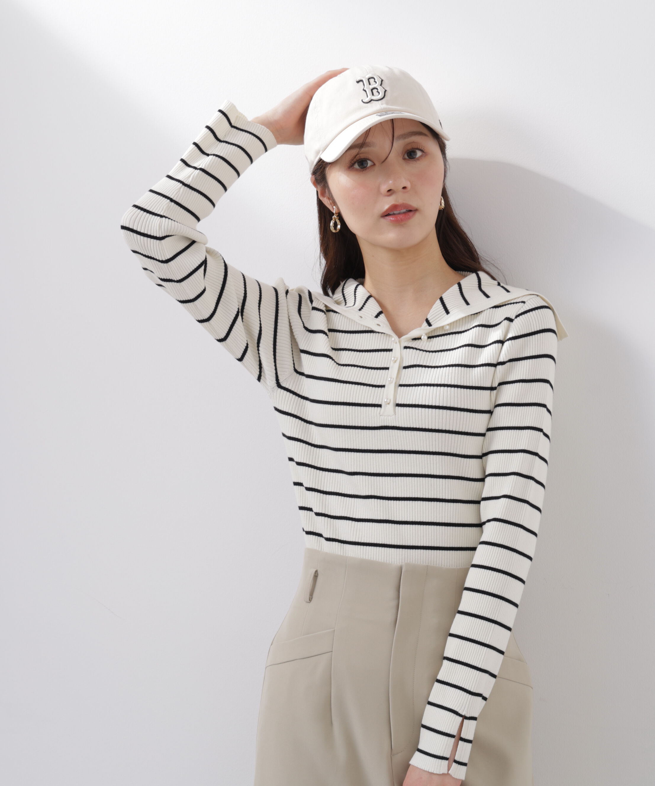 PROPORTION BODY DRESSING「〈a/mie〉ビッグカラーリブニット　　26SS」|カーディガン|
