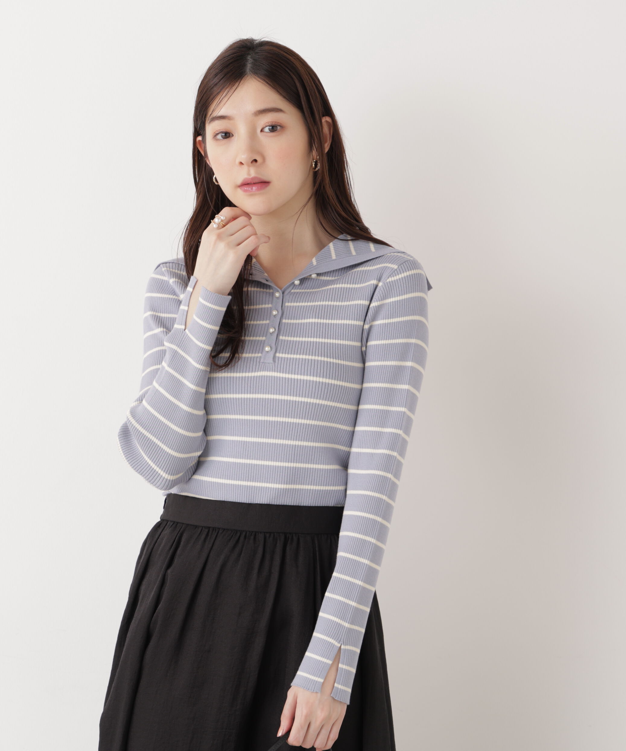 PROPORTION BODY DRESSING「〈a/mie〉ビッグカラーリブニット　　26SS」|カーディガン|