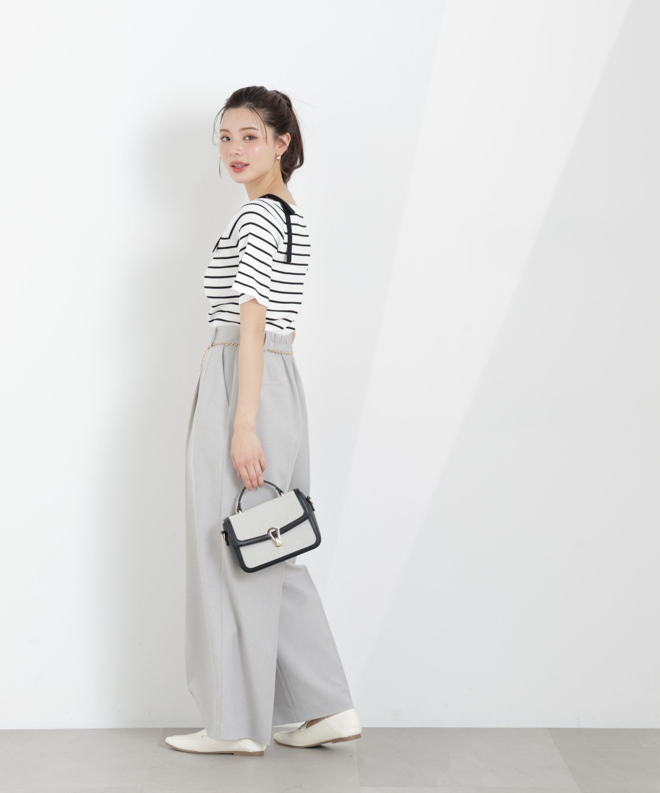 PROPORTION BODY DRESSING「＜ウォッシャブル/UV＞肩リボンオフショルニット　26SS」|ニット・セーター|