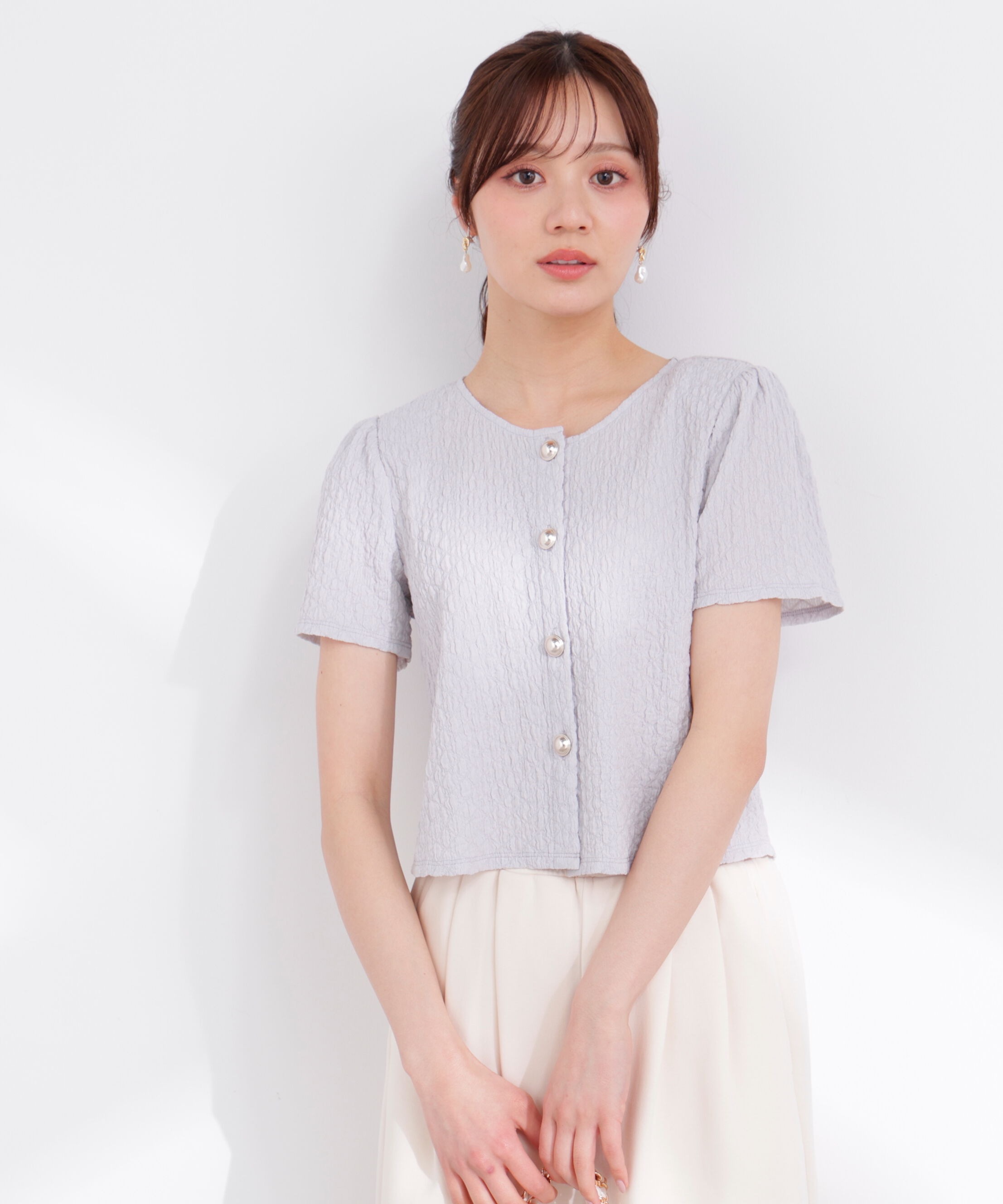 PROPORTION BODY DRESSING「シャーリングカットカーディガン 26SS」|カーディガン|アイスグレー